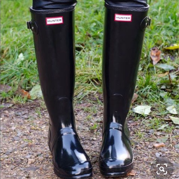 Hunter Original Tour Tall Gloss Black Rainboots - Picture 2 of 7